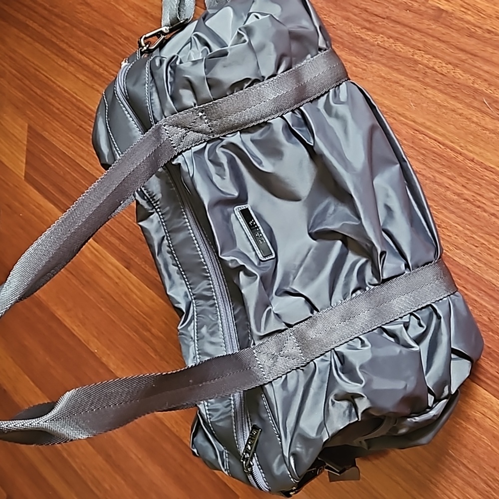 ZELLA Nylon Duffle Gym, Weekender Bag- Grey, Adjustable Mat Strap On Bottom NWOT